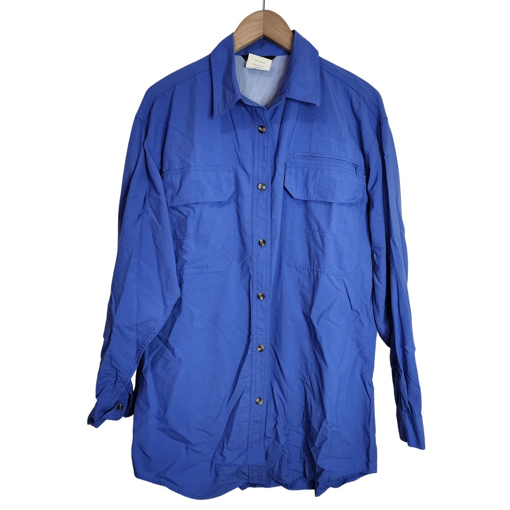 REI Button Up Shirt Women‎ Medium Blue Long Sleeve Hiking Outdoor Vented 609-503